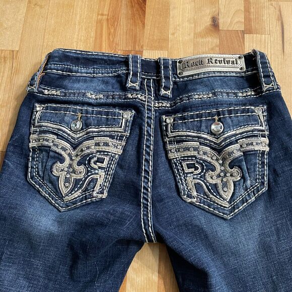 Rock Revival Ferry Jeans Mid-Rise Boot Stretch Rhinestone Pockets Sz 25 EUC - Picture 15 of 16